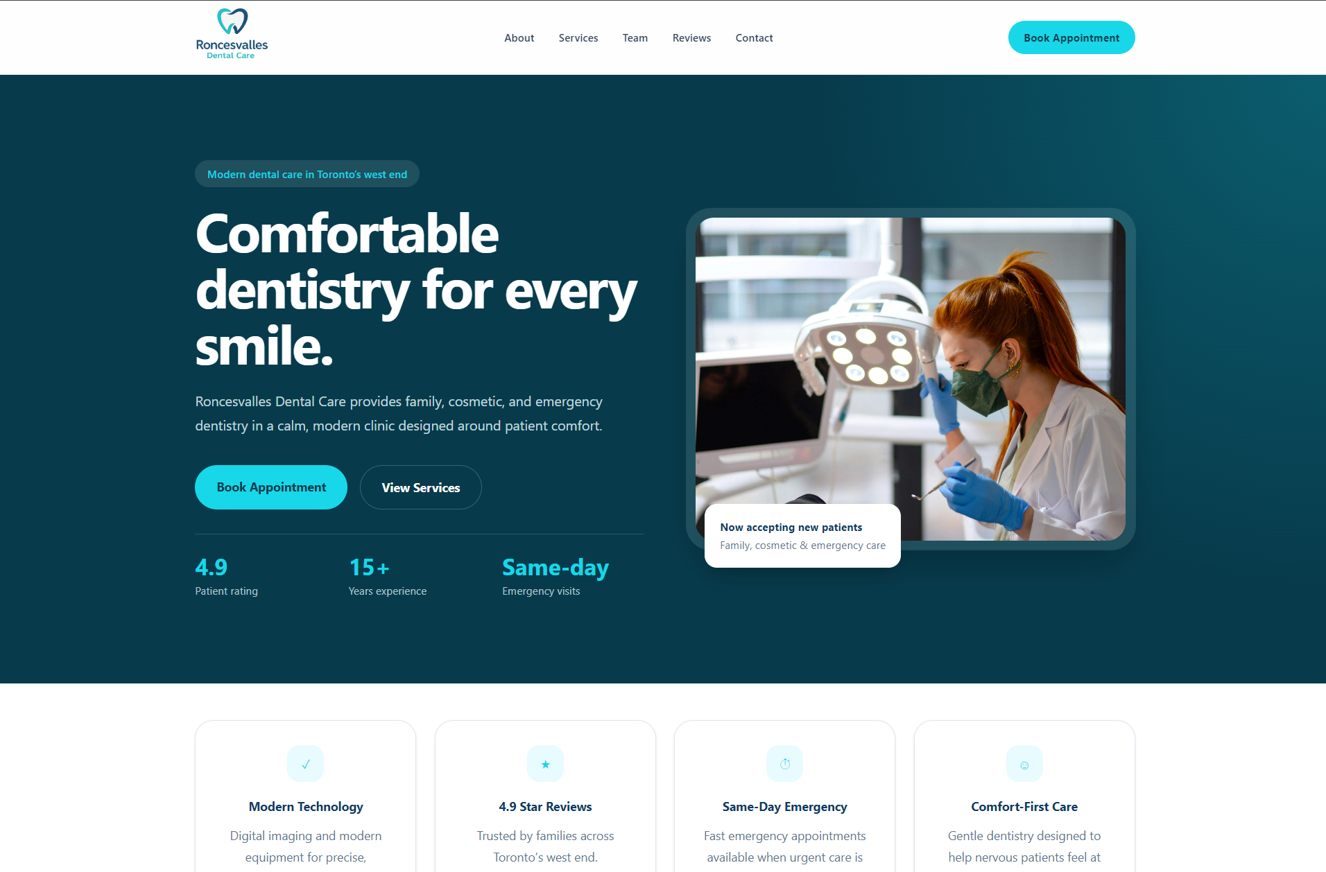 Roncesvalles Dental Care demo website preview