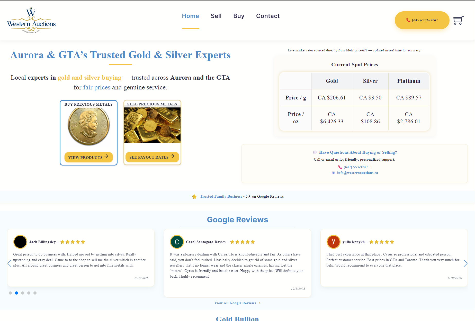 Western Auctions website redesign screenshot